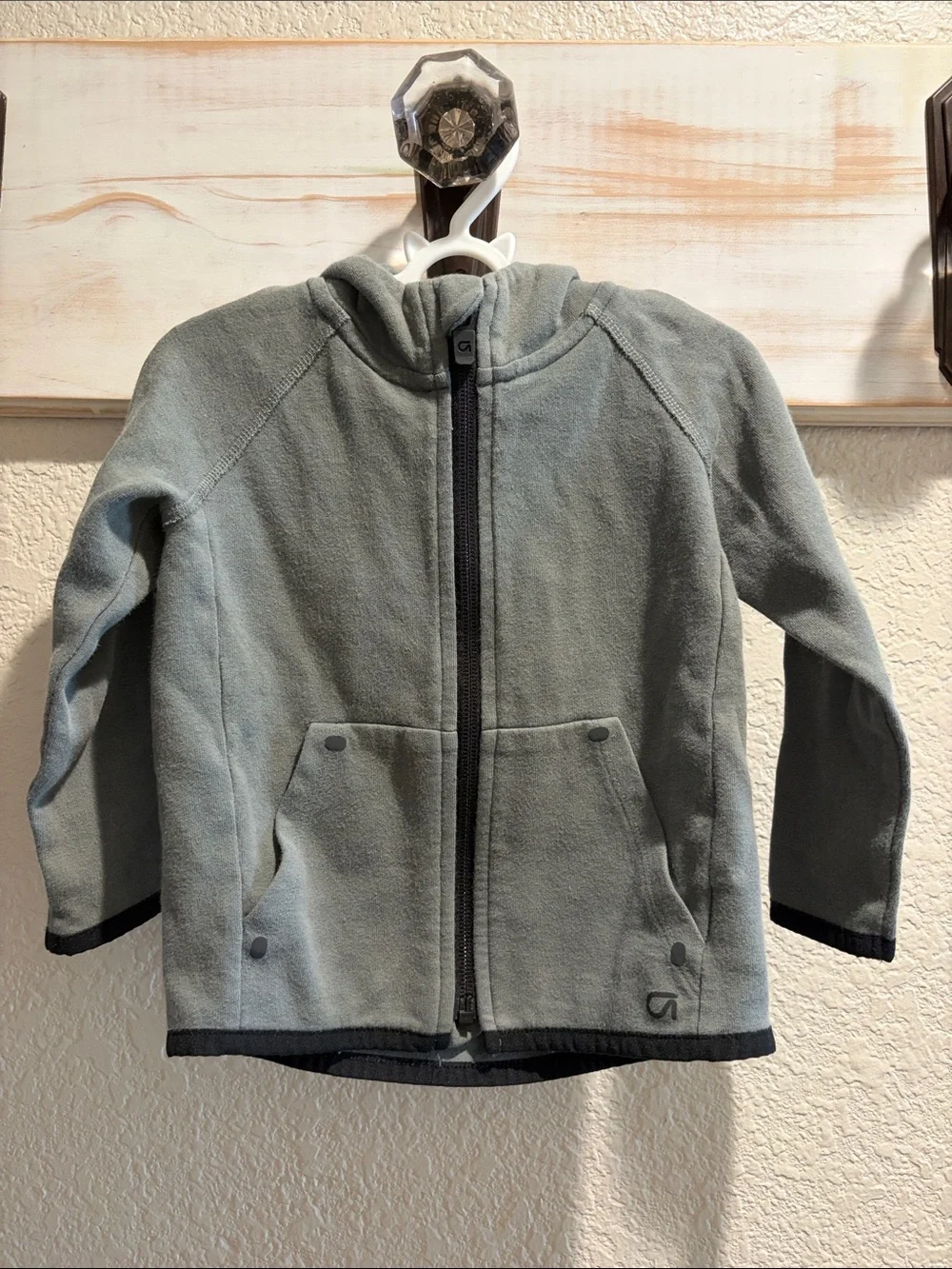 GAP Kids Light Gray Dinosaur Fleece Zip Hoodie
